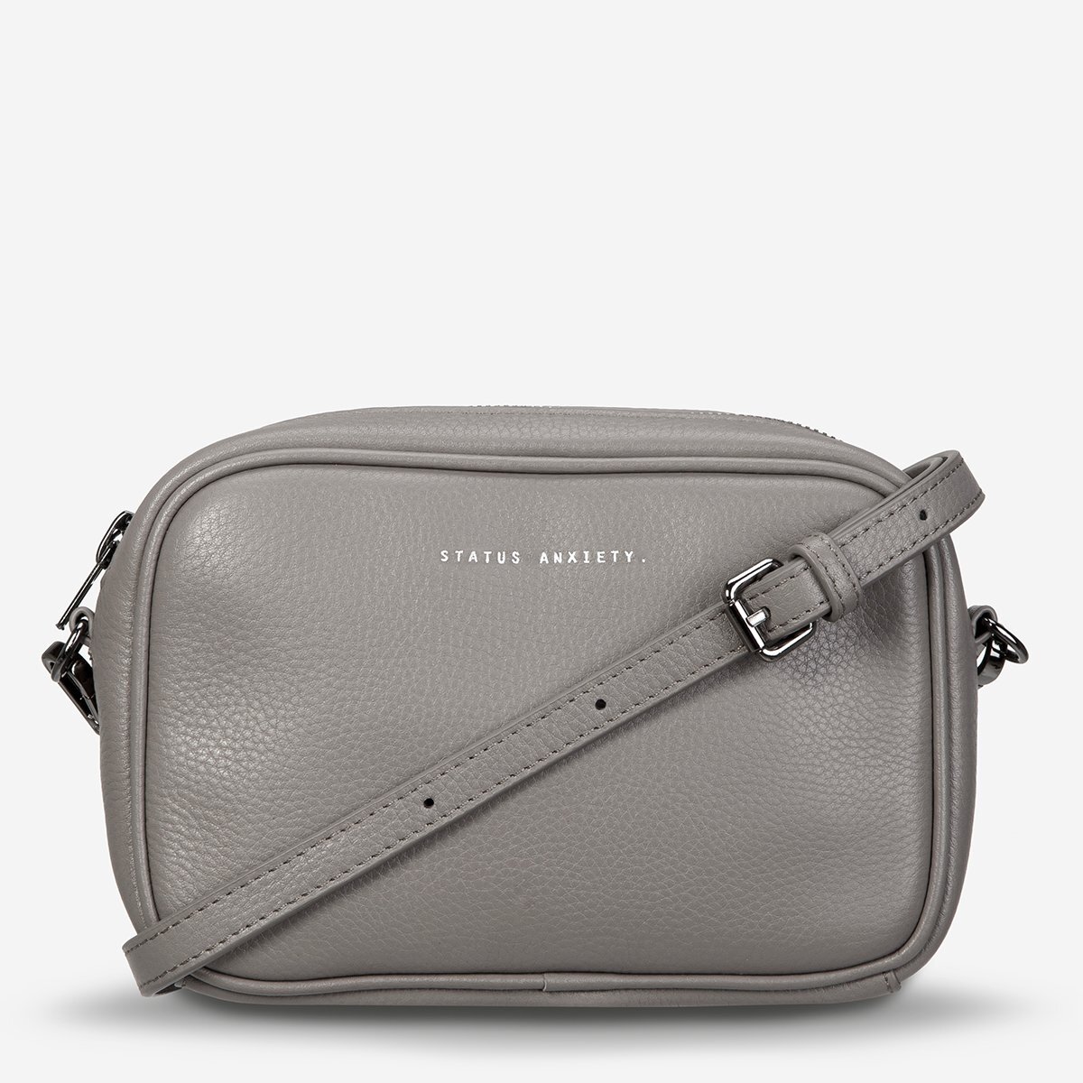 status anxiety grey bag