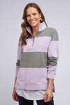 Foundry Half Zip - Stripe (Pastal Lilac/Khaki Stripe)