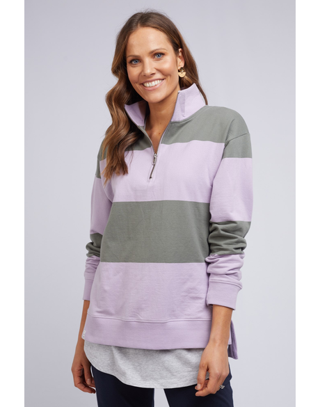 Foundry Half Zip - Stripe (Pastal Lilac/Khaki Stripe)