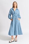 The Shirred Waist Shirt Dress (Blue Gingham)