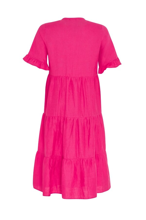 Tiered Raspberry Linen Dress