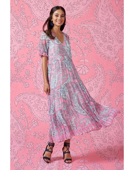 Jaipur Midi Dress (Pink Multi)