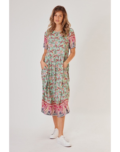 Prue Dress (Green Paisley)