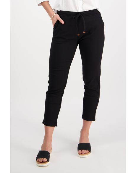 7/8 Length Elastic Waist Pant (Black)