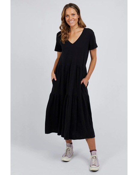 Gigi Tiered Midi Dress (Black)