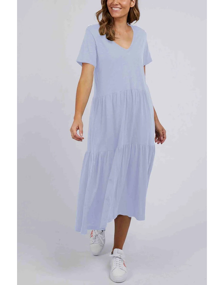 Gigi Tiered Midi Dress (Cloud Blue)