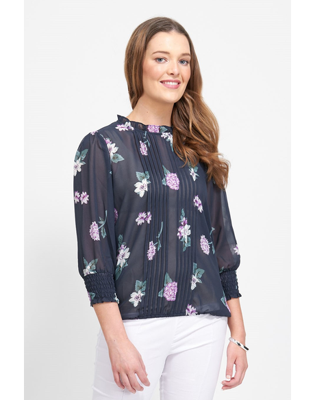 Blouse, Pintuck Front (Midnight Escape) - Labels-Memo : Just Looking ...