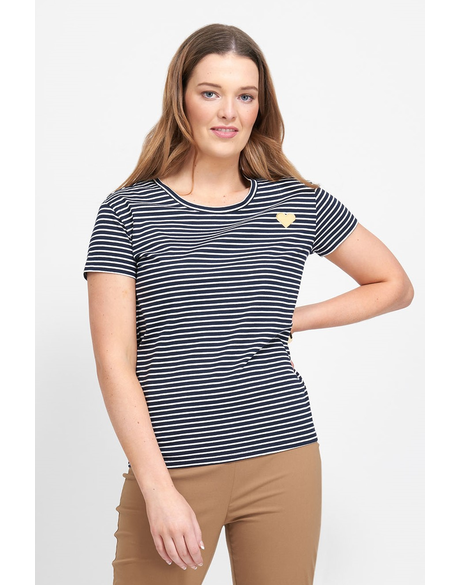 Tee, Round Neck (Stripe Heart)