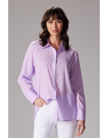 Linen Boyfriend Shirt (Lilac)