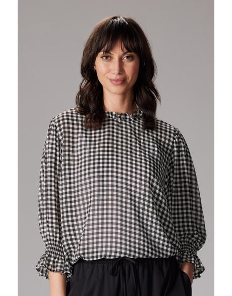 Cedar Sheer Top (Black/White Gingham)