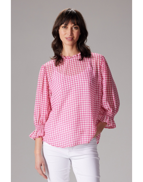 Cedar Sheer Top (Pink/White Gingham)