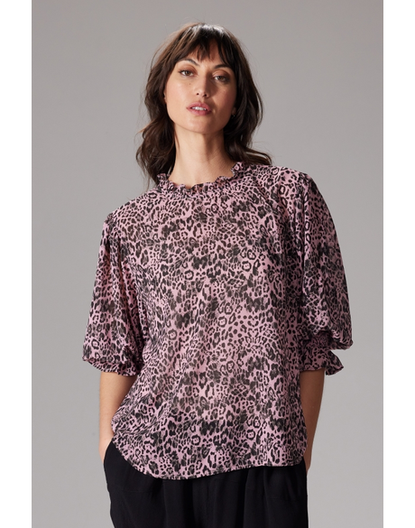 Cedar Sheer Top (Dusky Animal Print)