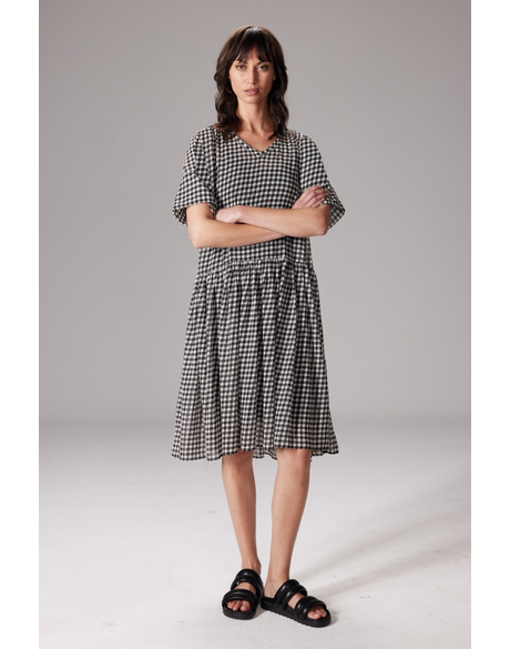 Zeta Print Tunic Dress (Black/White Gingham)