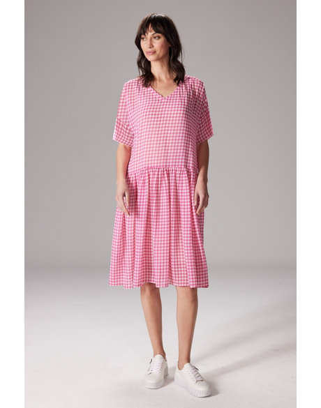 Zeta Print Tunic Dress (Pink/White Gingham)