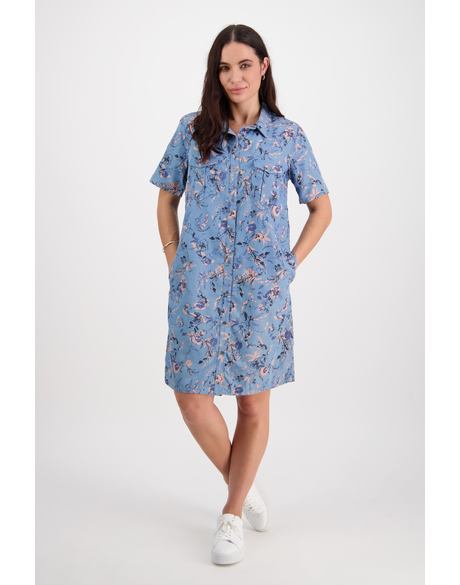 Short Sleeve Button Side Shirt Dress (Frosted Rose)