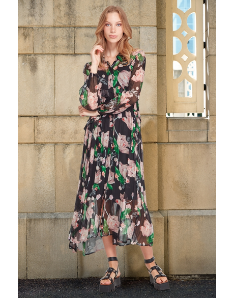 Make You Bloom Dress (Black Floral)