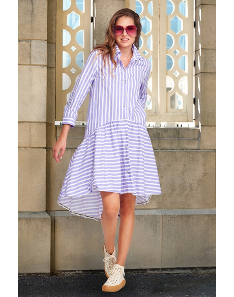 Seeing Stripes Dress (Lilac/White Stripe)