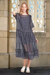 Flower Hour Dress (Navy Check)