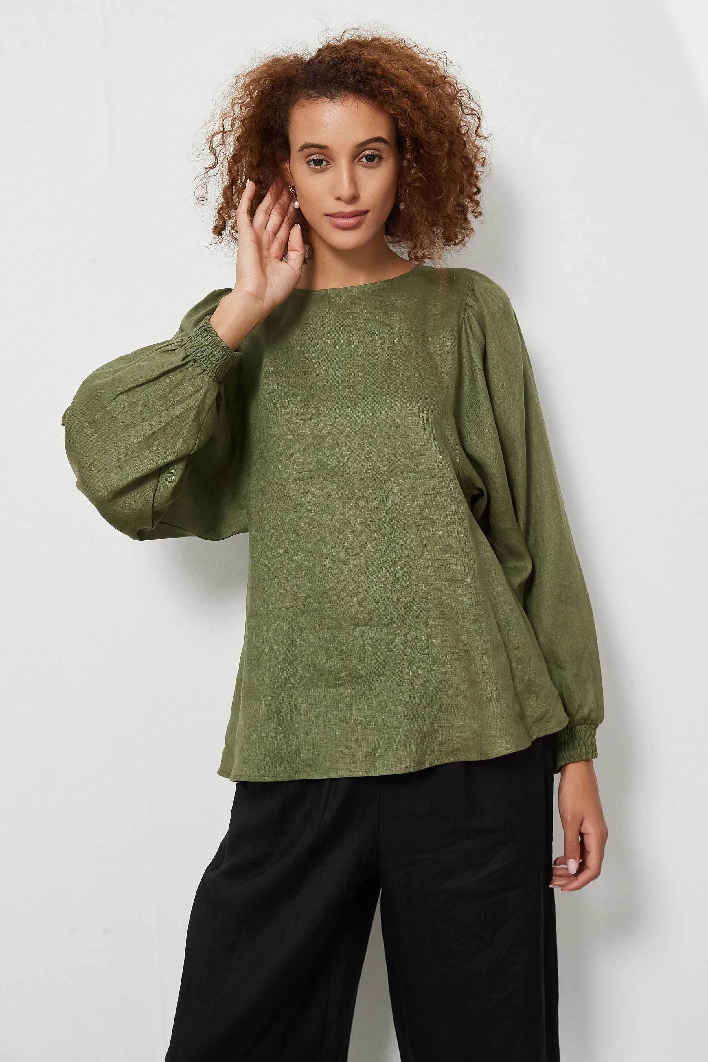 Blouson Sleeve Top (Forest Green) - Tops : Just Looking - Tirelli S22 ...