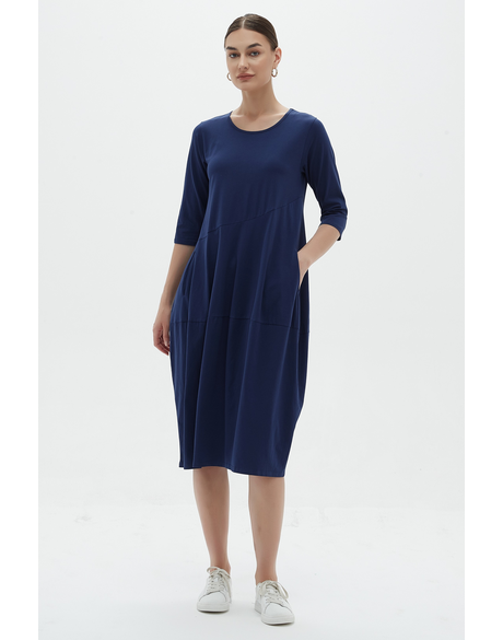 Diagonal Seam Dress (Navy)