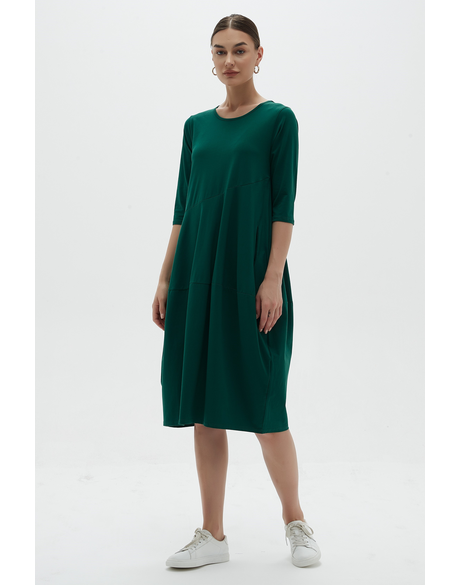 Short Sleeve Diagonal Dress (Pine Green)