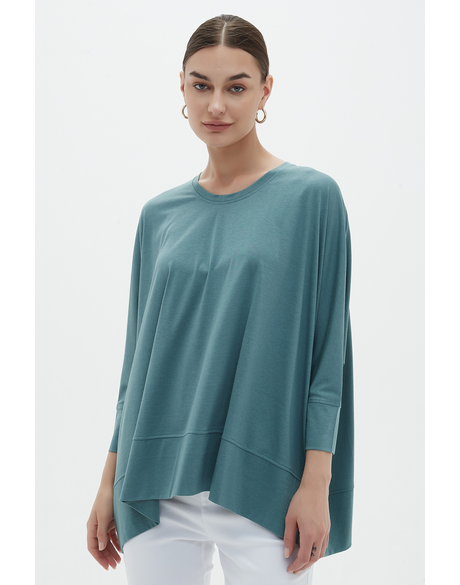 Oversized Scoop Neck Top (Faded Teal)