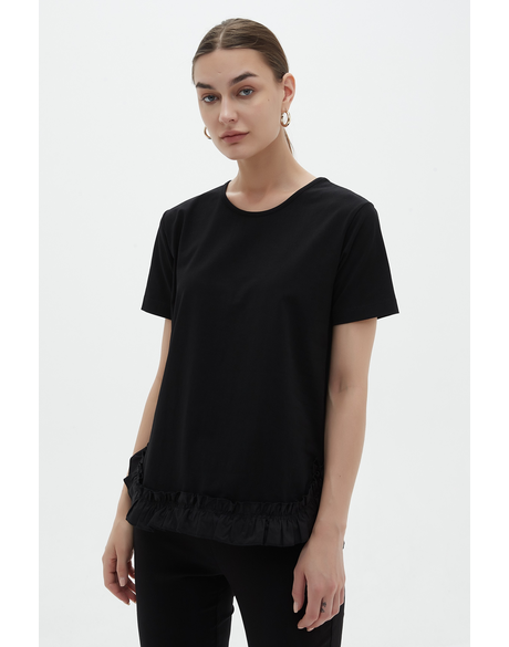 Combi Ruffle Hem Tee (Black)