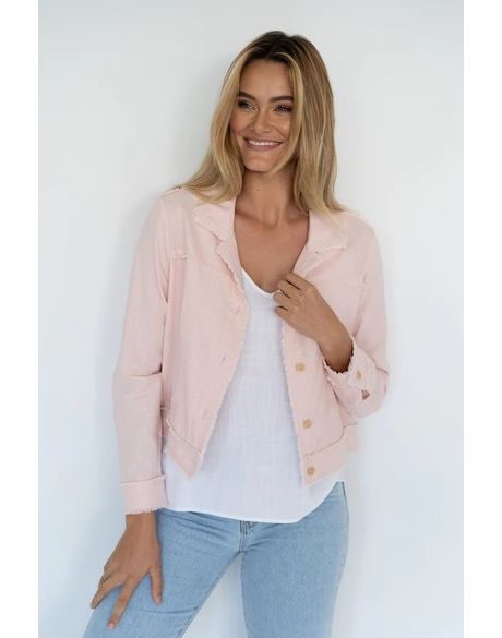 Isabella Linen Jacket (Pink)