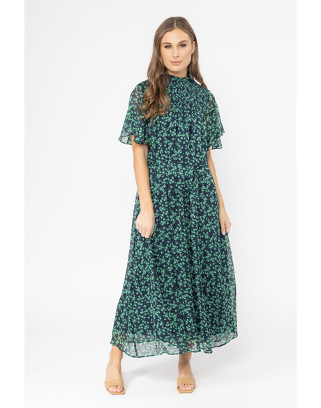 Vibrant Maxi Dress (Navy Emerald)