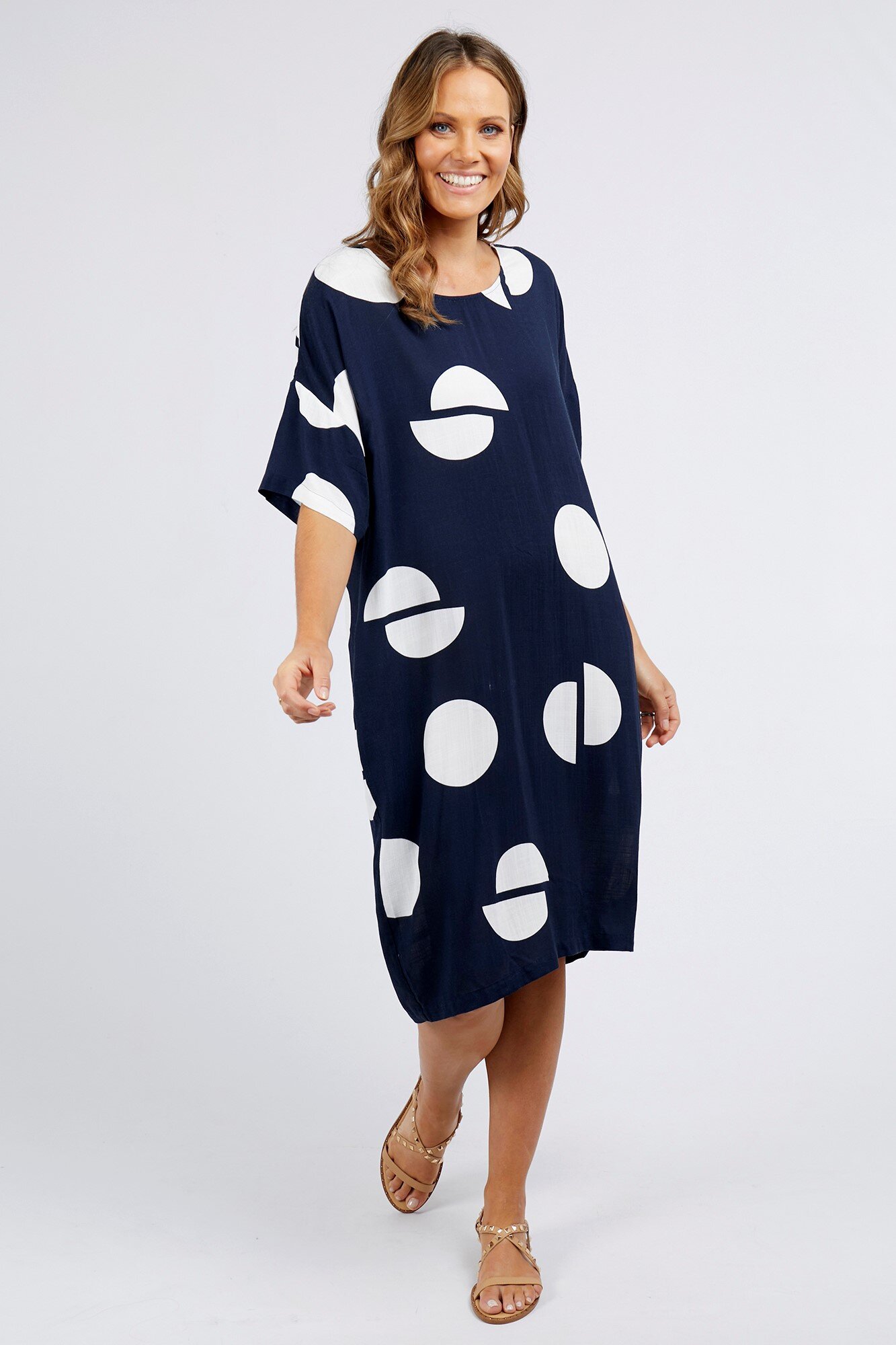 Caro Relaxed Shift Dress (Navy Spot Print) - Labels-Elm : Just Looking ...