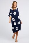 Caro Relaxed Shift Dress (Navy Spot Print)