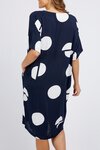 Caro Relaxed Shift Dress (Navy Spot Print)