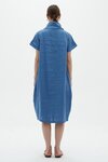 Flutter Sleeve Cowl Neck Dress (Coastal Blue)