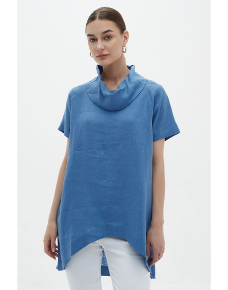 Cowl Neck Tunic (Coastal Blue)