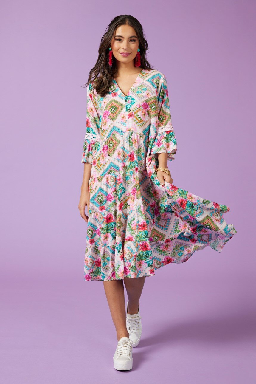 Palm Springs Dress (Multi) - Dresses : Just Looking - Loobies Story S22