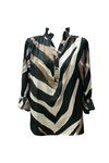 Ruffle Neck Puff Sleeve Blouse (Zebra)