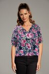 Milan S/S Shirred Top (Blue Peony)