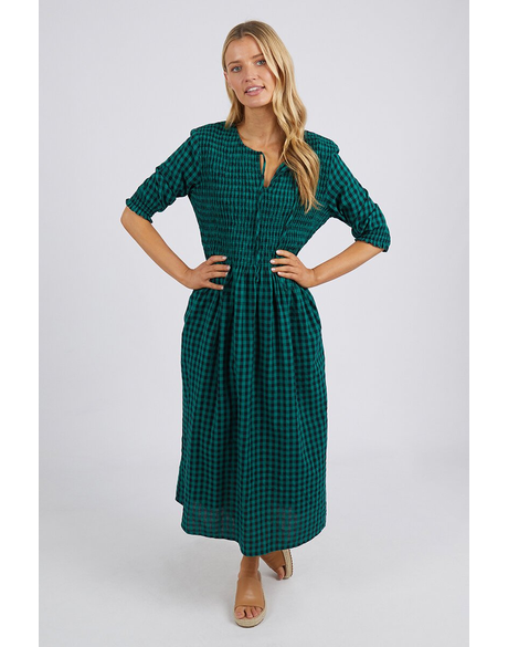 Willa Check S/S Dress (Green)