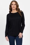 Merino Long Sleeve Top with Back Button Placket (Black)