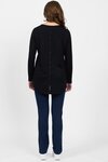 Merino Long Sleeve Top with Back Button Placket (Black)