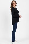 Merino Long Sleeve Top with Back Button Placket (Black)