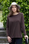 Merino Long Sleeve Top with Back Button Placket (Espresso)