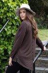 Merino Long Sleeve Top with Back Button Placket (Espresso)