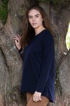 Merino Long Sleeve Top with Back Button Placket (Ink)