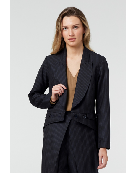 Pinstripe Wool Blazer (Multi)