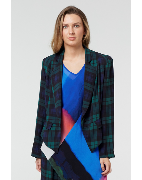 Highland Plaid Cropped Jacket (Multi)