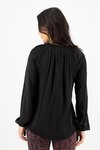 V Neck Top w Front Frill & Neck Ties (Black)