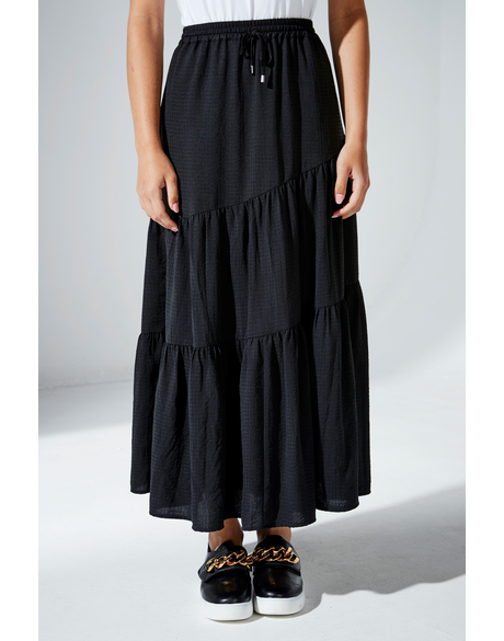 Cannes Tiered Skirt (Black) - Skirts : Just Looking - Duo W23 SALE 25%