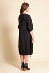 Dress, Maxi, Pleat Detail (Black)