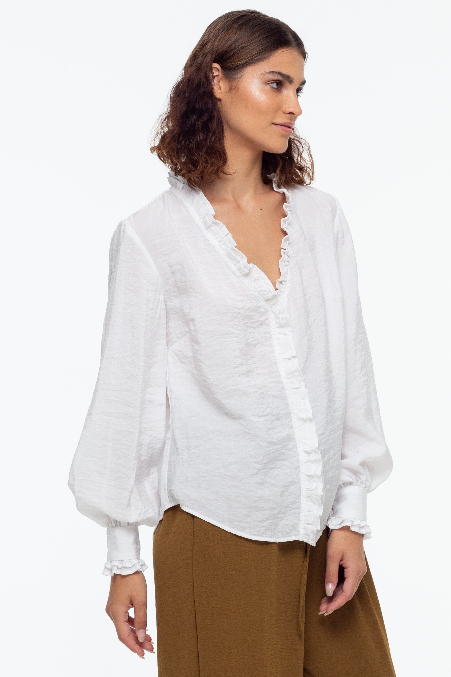 Ruffle Me Shirt (White) - Tops : Just Looking - BLAK W23